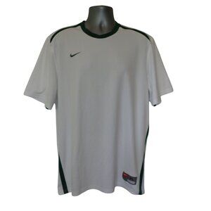 Vintage Nike Athletic Shirt Mens XL Dri-Fit White Green Swoosh Y2K Short‎ Sleeve